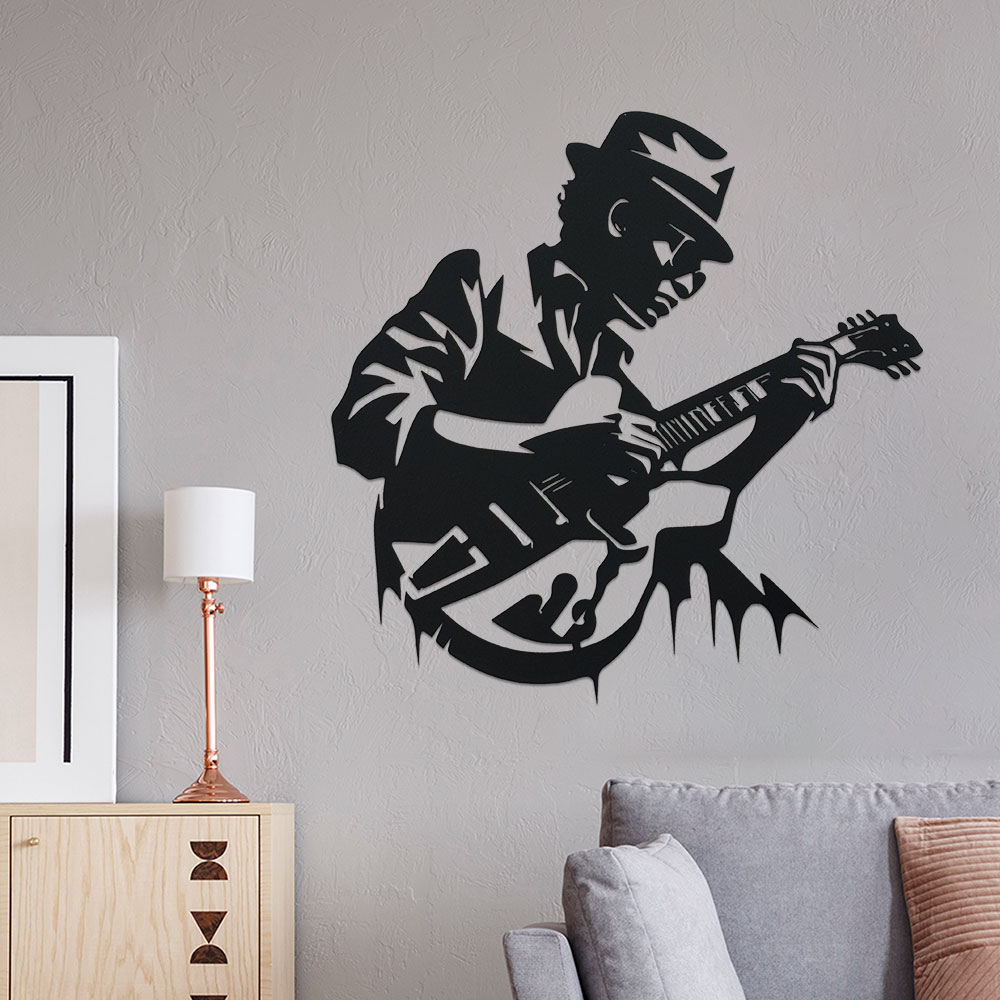 Home Decor Enthusiast - Metalowa dekoracja ścienna dla gitarzysty, 1