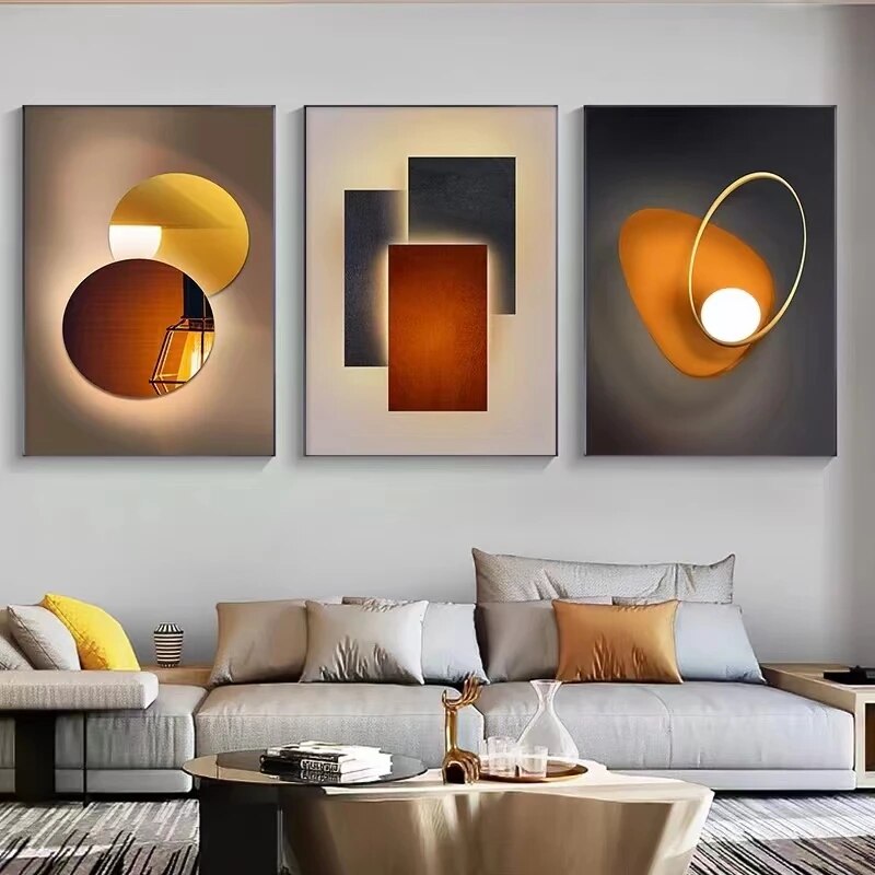Home Decor Orange - Nowoczesny Minimalistyczny Abstrakcyjny Geometryczny Obraz na