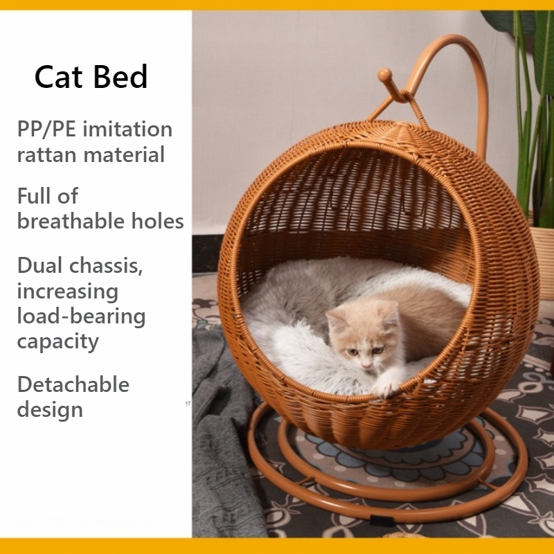 Home Decor Rattan - Wiszące legowisko dla kota z rattanu,