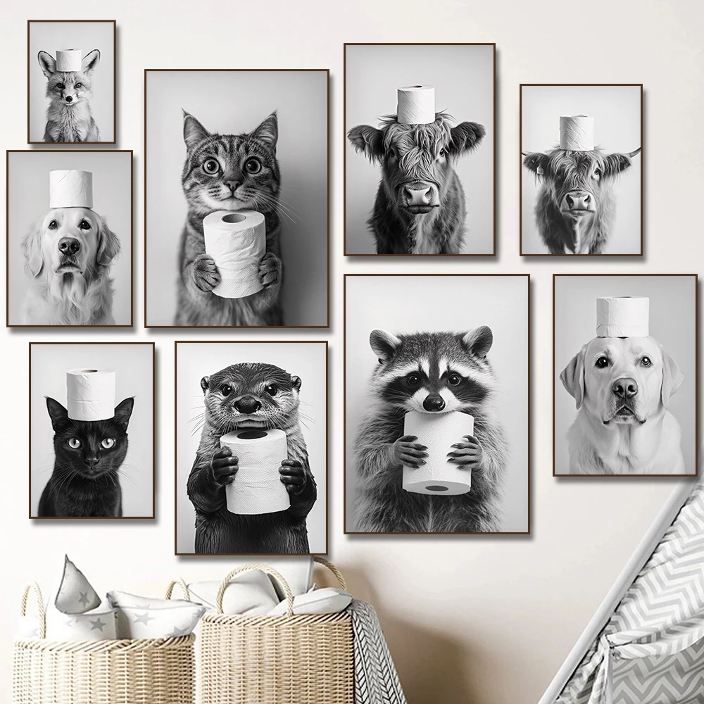 Home Decor Scrap - Krowa Szkocka Wydra Kot Szop Pracz