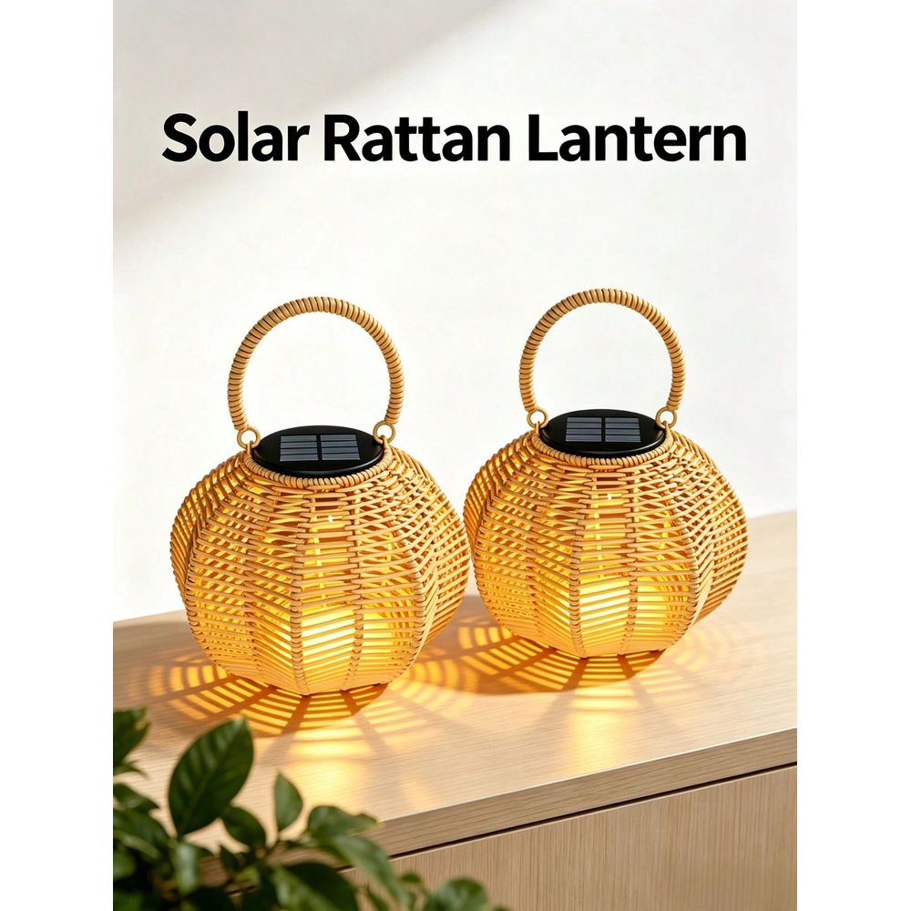 Home Decor Rattan - Rattanowa lampa solarna do dekoracji wnętrz,