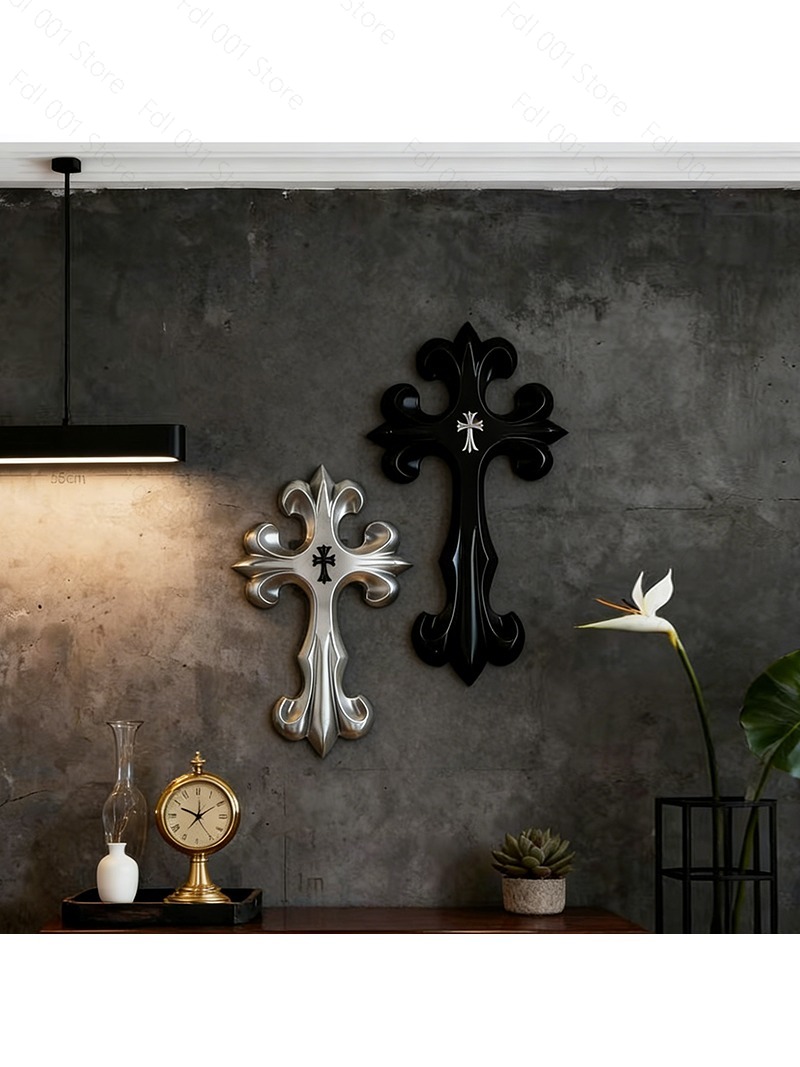 Home Decor White - Nordycka czarno-biała dekoracja ścienna z krzyżem,
